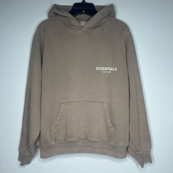 Fear of God Essentials Hoodie Desert Taupe Tan Size S Streetwear Heavy Pullover - Picture 2 of 12